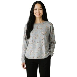 Victoria’s Secret PINK Women’s M Gray Long Sleeve Rainbow Candy Cane Heart Top